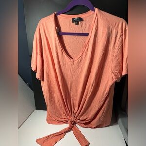 7 for All Mankind Coral V Neck XL Women’s t-shirt with pull tie bottom detail
